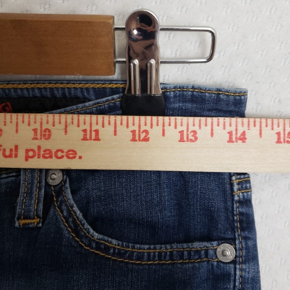 AG Adriano Goldschmied The Angel Boot Cut Jeans Dark Wash Blue 26x33 Raw Hem EUC - Picture 7 of 13